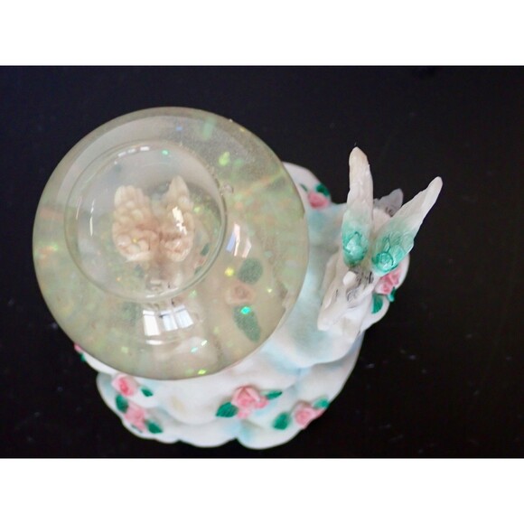 Cadona  Vintage 1998 Pegasus Water Glitter Globe Pink Flowers 3" tall No. 30023A - Picture 9 of 11